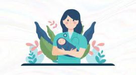 Ilustrasi bidan menggendong bayi. (Foto: Pelopor/RSAB Harapan Kita)