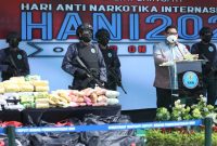 BNN Musnahkan Narkoba di Puncak Peringatan HANI 2021. (Foto: Pelopor/BNN)