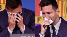 Tak Siap Tinggalkan Barcelona, Messi Menangis. (Foto: Pelopor.id/Reuters)