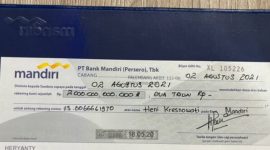 Foto bilyet giro Rp 2 triliun anak Akidi Tio. (Foto: Pelopor.id/Istimewa)