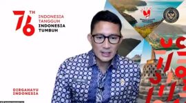 Tangkapan layar Menteri Pariwisata dan Ekonomi Kreatif Sandiaga Uno dalam acara 