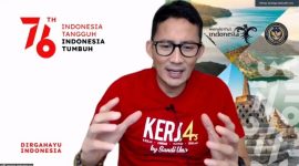Menteri Pariwisata dan Ekonomi Kreatif Sandiaga Uno menjadi pembicara 