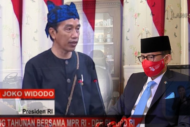 Presiden Joko Widodo (kiri), Menteri Pariwisata dan Ekonomi Kreatif Sandiaga Uno (kanan). (Foto: Pelopor/Kemenparekraf)