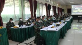 pembukaan Uji Naskah Petunjuk Teknis Latihan Pra Tugas Pengamanan Perbatasan RI-Malaysia di Aula Ditkumad, Jakarta. Senin, (13/9/2021). (Foto:Pelopor.id/TNI)