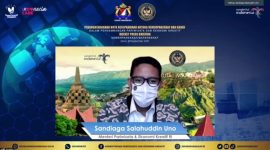 Menparekraf Sandiaga Salahudin Uno dalam acara Weekly Press Briefing yang diselenggarakan secara virtual Senin, 20 September 2021. (Foto:Pelopor.id/Kemenpar)