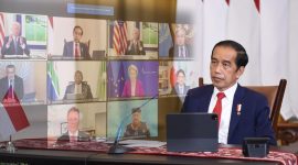 Presiden Joko Widodo menghadiri Global COVID-19 Summit yang digelar secara virtual, dari Istana Kepresidenan Bogor, Jawa Barat, Rabu (22/09/2021). (Foto: Pelopor/BPMI Setpres/Lukas)