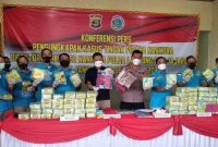 Polda Lampung berhasil mengamankan puluhan kilogram narkoba dari beberapa kasus yang berhasil diungkap, selama Januari-September 2021. (Foto: Pelopor/Tribratanews)