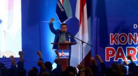 Moeldoko menyampaikan pidato perdana saat Kongres Luar Biasa (KLB) Partai Demokrat di The Hill Hotel Sibolangit, Deli Serdang, Sumatera Utara, Jumat (05/03/2021). (Foto: Pelopor/ANTARA FOTO/Endi Ahmad)