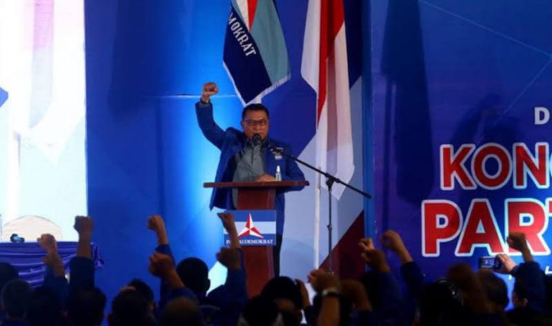 Moeldoko menyampaikan pidato perdana saat Kongres Luar Biasa (KLB) Partai Demokrat di The Hill Hotel Sibolangit, Deli Serdang, Sumatera Utara, Jumat (05/03/2021). (Foto: Pelopor/ANTARA FOTO/Endi Ahmad)