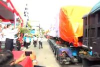 Lepaskan train set LRT ke-31, LRT Jabodebek ditargetkan beroperasi penuh Agustus 2022. (Foto: Pelopor/Kemenkomarves)