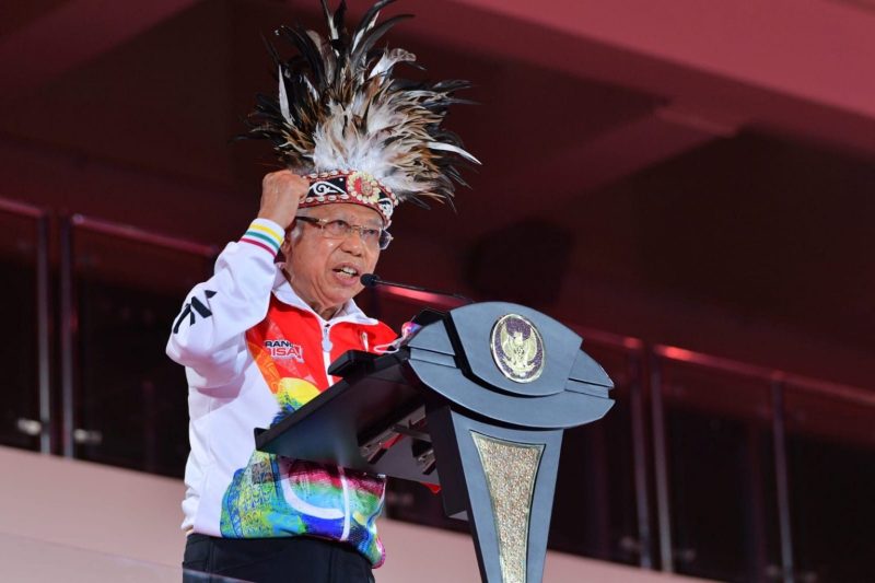 Wakil Presiden Ma’ruf Amin resmi menutup Pekan Olahraga Nasional (PON) XX 2021 pada Jumat, 15 Oktober 2021. (Foto: Pelopor/tniad.mil.id)