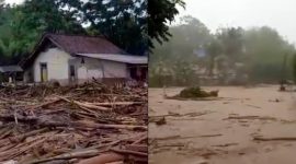 Banjir bandang pada Sabtu sore (27/112021) di Sukawening, Garut, Jawa Barat. (Foto:Pelopor.id/Ist)