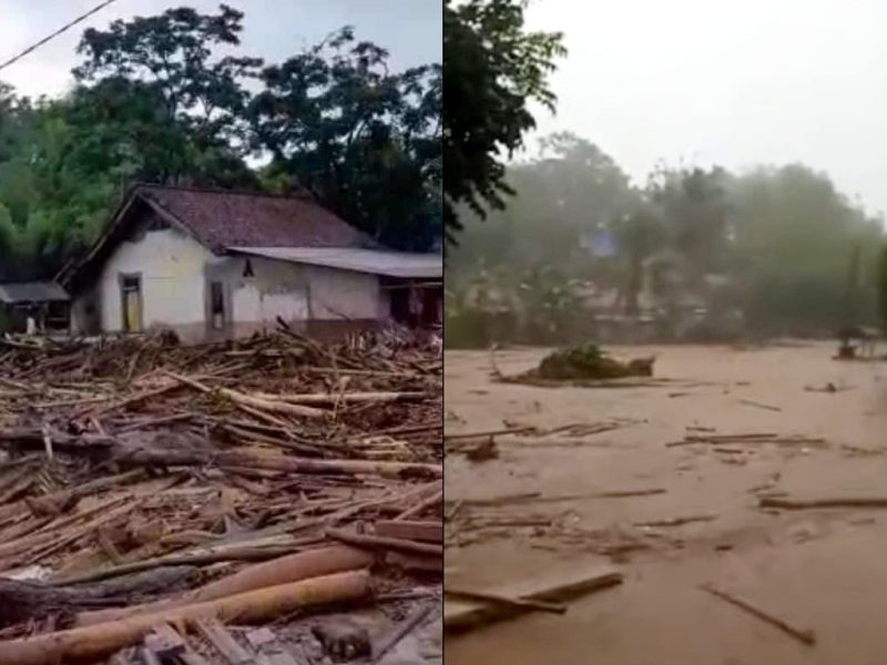 Banjir bandang pada Sabtu sore (27/112021) di Sukawening, Garut, Jawa Barat. (Foto:Pelopor.id/Ist)