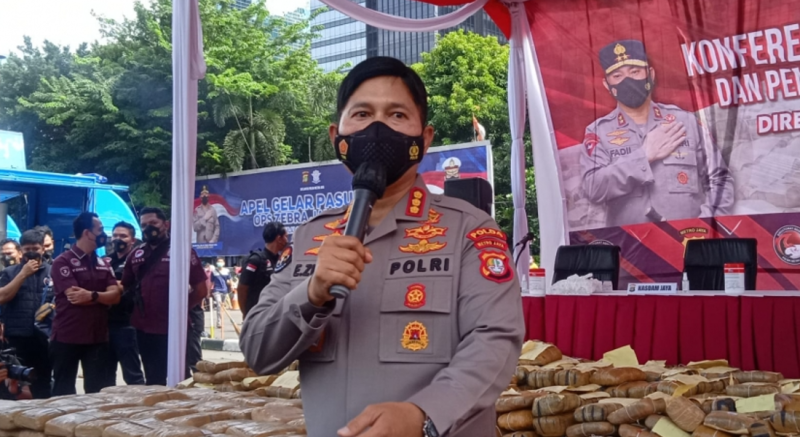 Polda Metro Jaya musnahkan narkotika sebanyak 1,74 ton. (Foto: Pelopor/Tribratanews)