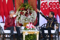Presiden Jokowi bertemu PM Lee di The Sanchaya Resort Bintan, Kabupaten Bintan, Provinsi Kepulauan Riau, Selasa, (25/01/2022).  (Foto:Pelopor.id/Setkab)