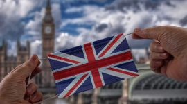 Ilustrasi masker bergambar bendera Inggris. (Foto: Pelopor.id/Pixabay) 
