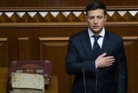 Presiden Ukraina Volodymyr Zelensky saat diambil sumpahnya dan dilantik. (Foto: Pelopor.id/Ukrainian Presidential Press Service)
