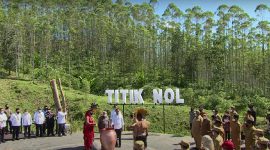 Ritual Kendi Nusantara di Titik Nol Kilometer IKN. (Foto: Pelopor.id/Youtube Sekretariat Presiden)