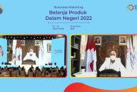Menteri Perindustrian Agus Gumiwang Kartasasmita menghadiri acara Business Matching Belanja Produk Dalam Negeri 2022 secara virtual. (Foto: Pelopor.id/Kemenperin) 