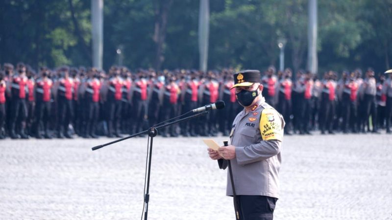 Apel pengamanan demo BEM SI di lapangan Monas, Jakarta Pusat. (Senin, 11/04/2022)