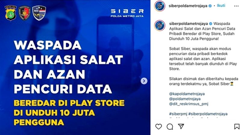 Foto: Tangkapan Layar Instagram @siberpoldametrojaya