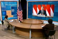 Presiden Joko WIdodo saat berpidato secara virtual pada Global Covid-19 Summit yang digelar di Washington DC, Amerika Serikat, Kamis (12/05/2022). (Foto: Pelopor.id/Setkab)