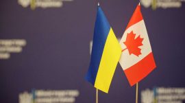 Ilustrasi bendera Ukraina dan Kanada. (Foto: Pelopor.id/Twitter @G_Galushchenko)