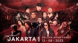 Poster promosi konser DEWA 19 featuring ALL STARS – STADIUM TOUR 2023 di GBK Jakarta.